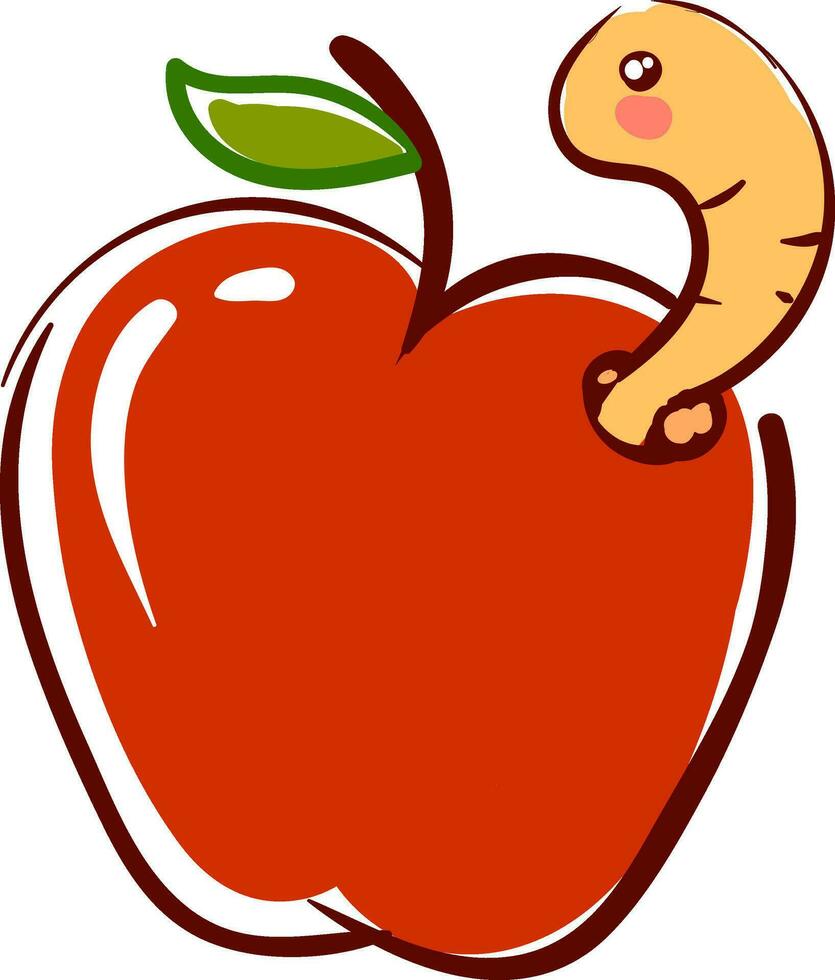 maçã Minhoca indo Fora a partir de fruta ilustração básico rgb vetor em branco fundo