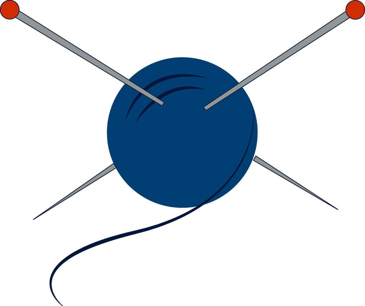 azul fio com prata tricô agulhas vetor ilustração em branco fundo