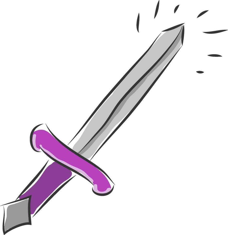 prata espada com roxa lidar com vetor ilustração em branco fundo