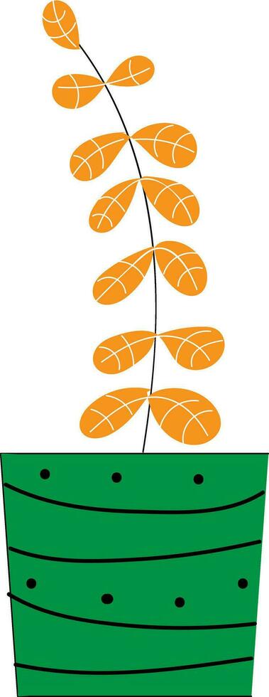 plantar com laranja folhas dentro uma verde Panela vetor ilustração em branco fundo