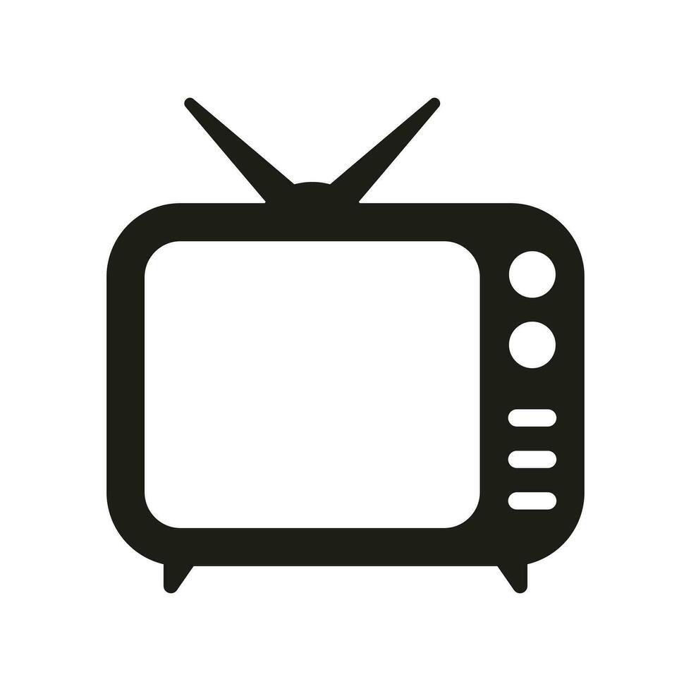 retro televisão ícone dentro plano estilo, Preto e branco retro televisão ícone, vetor ilustração do retro televisão ícone para você Projeto.