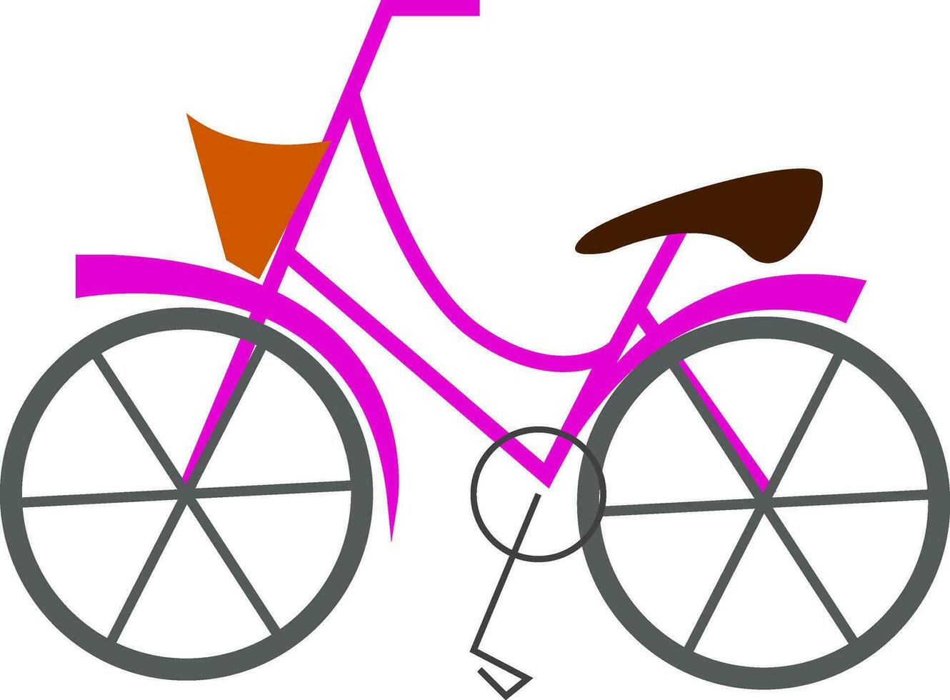 Rosa bicicleta com cesta ilustração impressão vetor em branco fundo