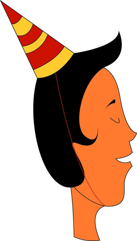 perfil desenho animado do uma Garoto com vermelho e amarelo festa chapéu vetor ilustração em branco fundo