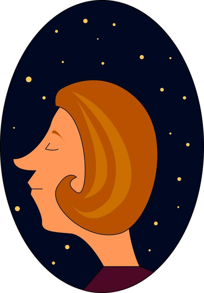 perfil do uma menina às noite vetor ilustração em branco fundo