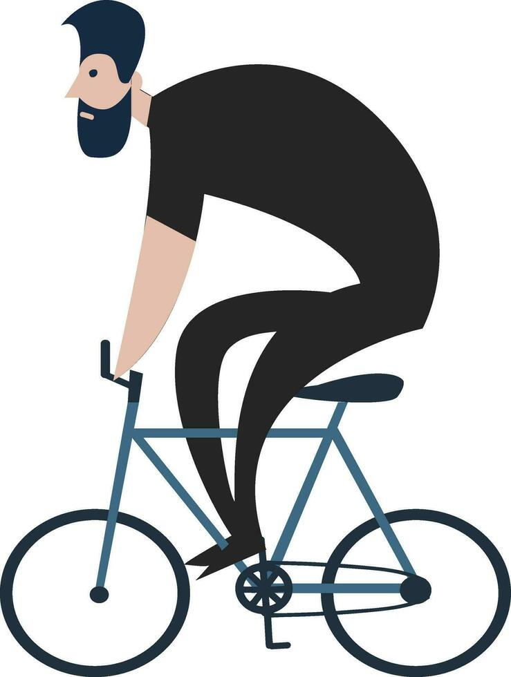 vetor ilustração em branco fundo do uma ciclista vestido dentro Preto em uma azul bicicleta