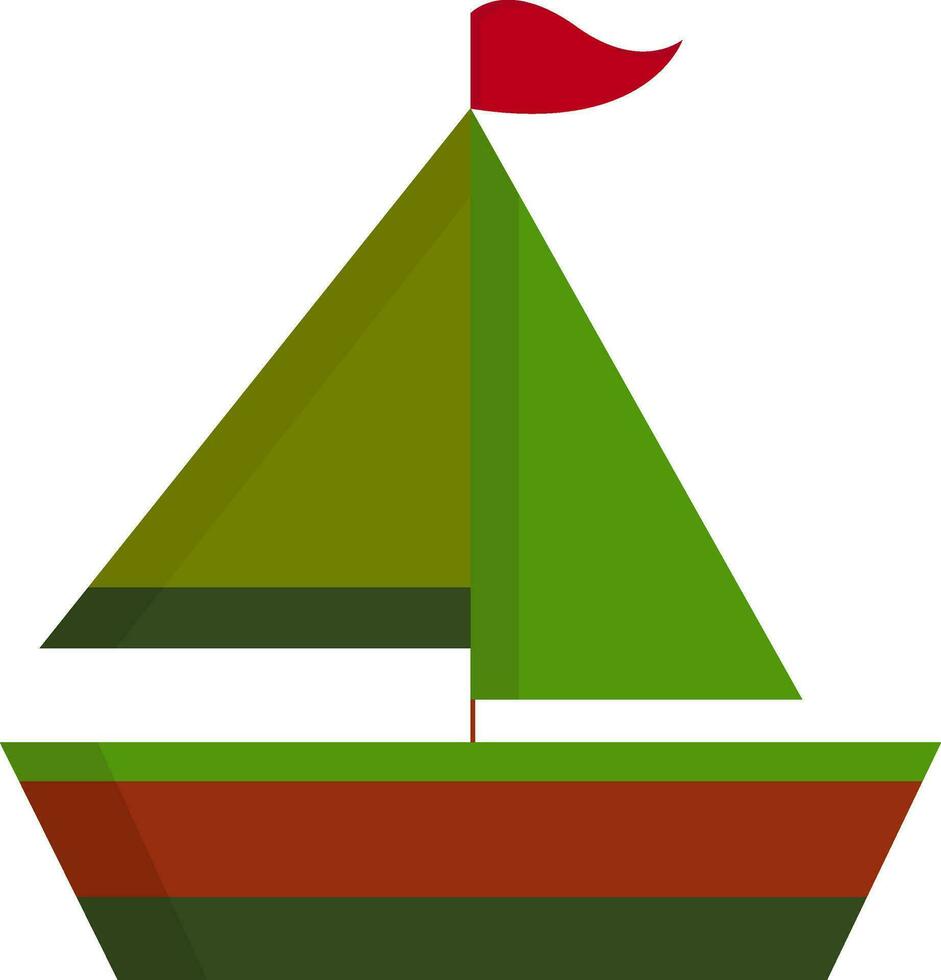 uma pequeno verde e vermelho barco a vela vetor ou cor ilustração