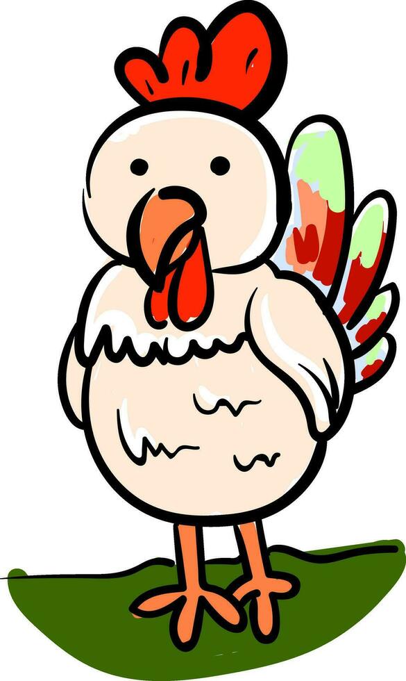 pequeno frango com colorida rabo penas parece fofa vetor ou cor ilustração