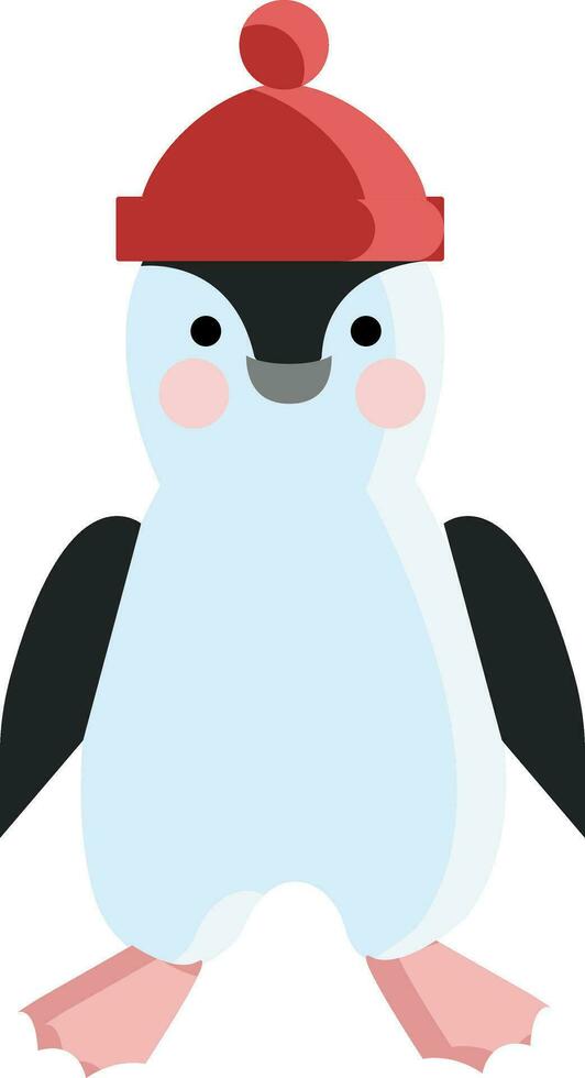 uma bebê pinguim vestindo uma vermelho caloroso pompom chapéu vetor cor desenhando ou ilustração