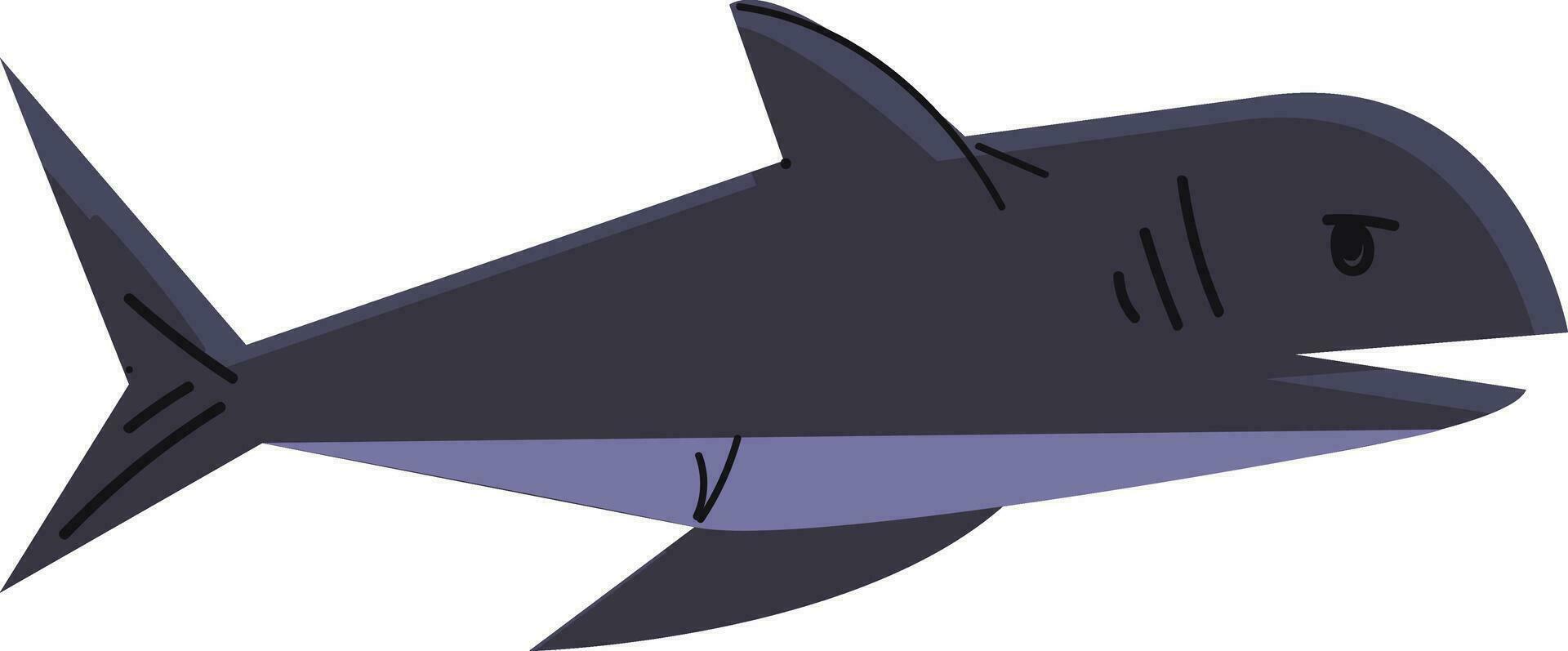 uma grande águas profundas mar peixe conhecido Como Tubarão dentro azul cor vetor cor desenhando ou ilustração