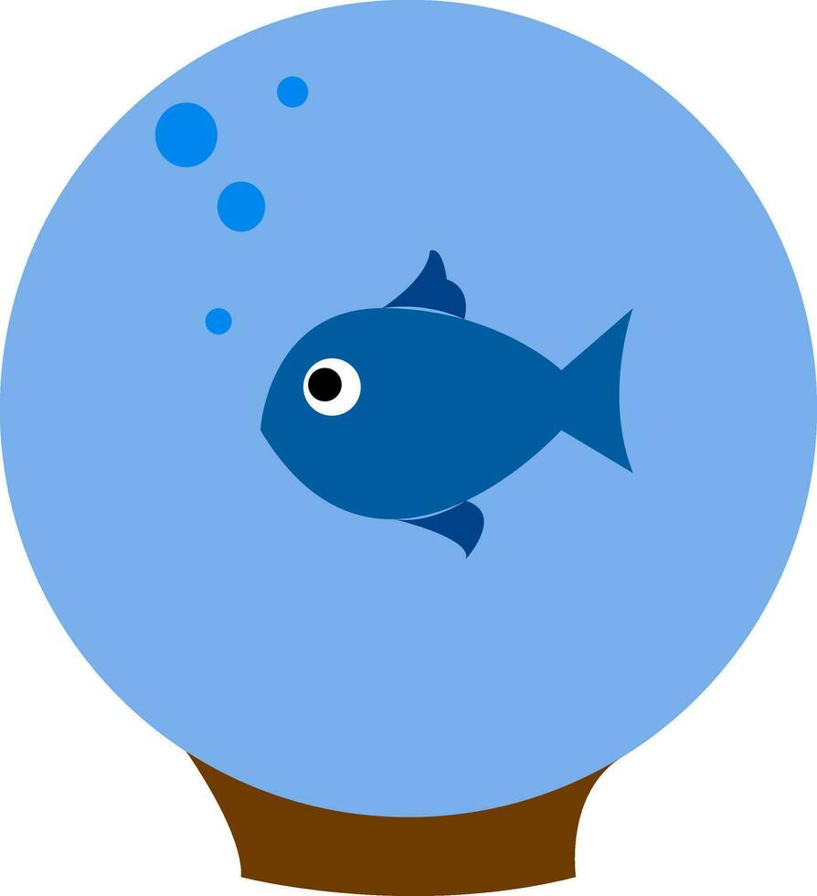 uma lindo azul peixe flutuando dentro a volta cúpula forma aquário vetor cor desenhando ou ilustração