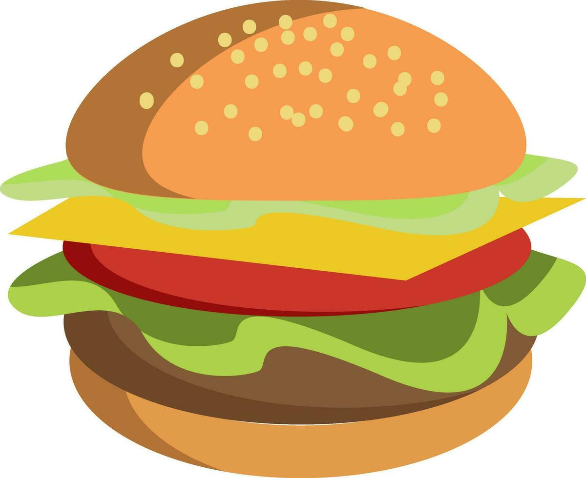 uma recentemente fez hamburguer com queijo tomate e verduras vetor cor desenhando ou ilustração