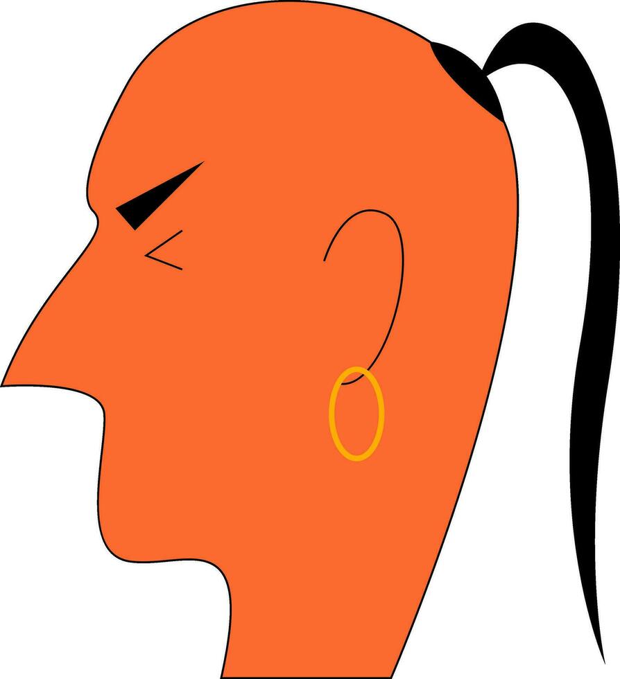 uma hindu monge com Está tufo do cabelo em a de outra forma barbeado cabeça vetor cor desenhando ou ilustração