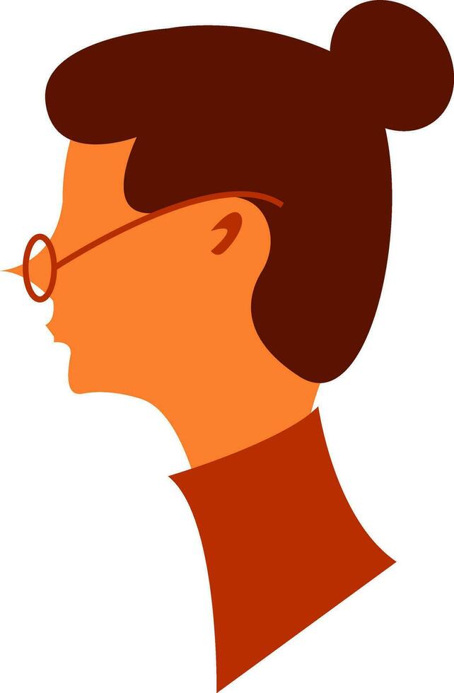 mulher com vetor de óculos ou ilustração colorida