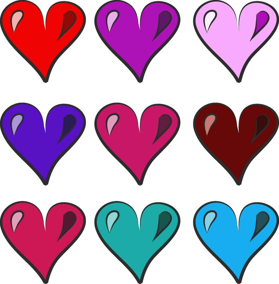uma Series do colorida corações vetor ou cor ilustração
