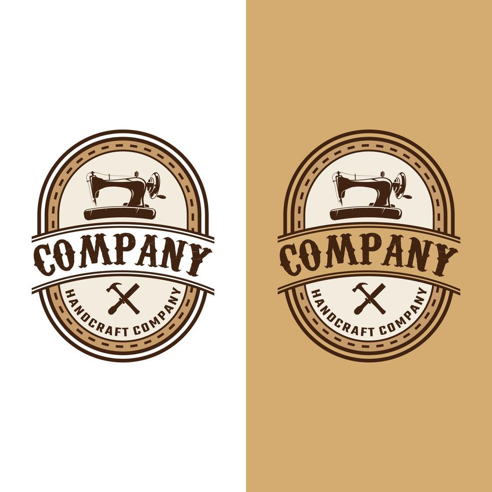 costura artesanal emblema distintivo selo rótulo para alfaiate artesão faz-tudo artesão trabalhador mestre comerciante marca de negócios empresa loja em vintage retro moderno estilo antigo modelo de design de logotipo vetor