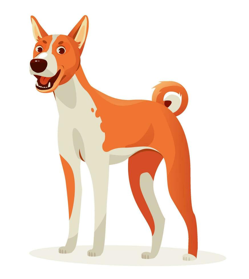 basenji cachorro isolado em uma branco fundo. desenho animado vetor ilustração