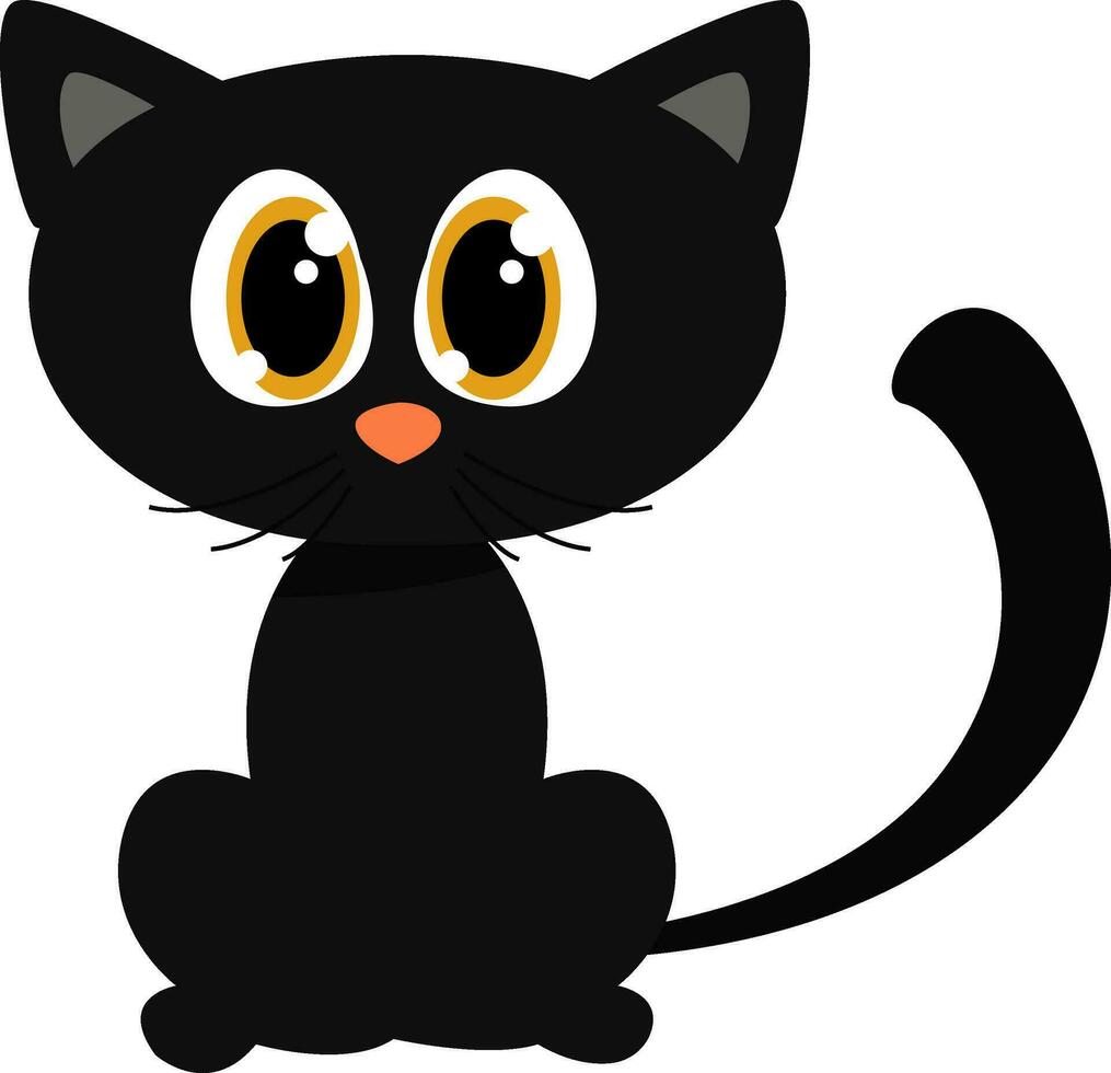 gato preto, ilustração, vetor em fundo branco