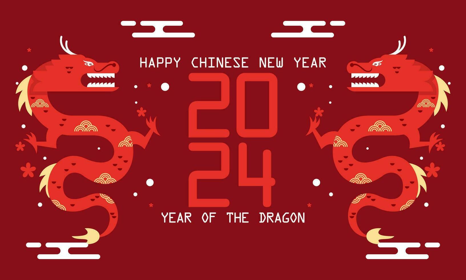 feliz lunar Novo ano chinês Novo ano 2024 ano do a Dragão zodíaco plano Projeto ilustração vetor