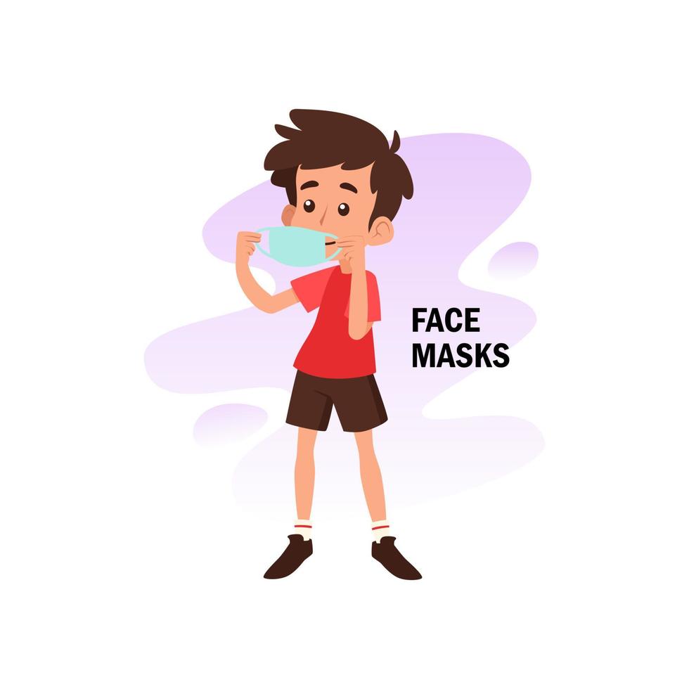 usando ilustração plana de conceito de máscara facial vetor