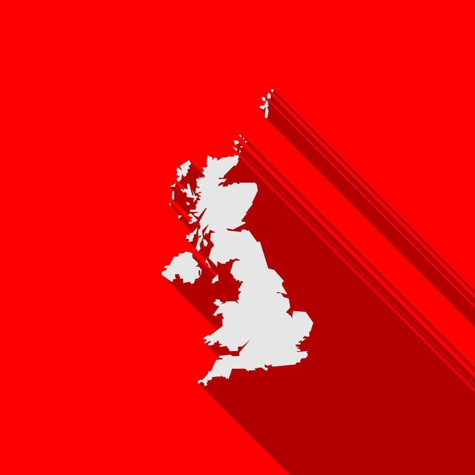 mapa da inglaterra em fundo vermelho com sombra longa vetor