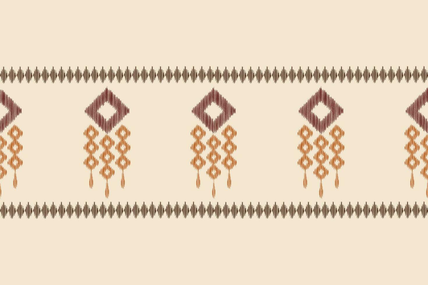 étnico ikat tecido padronizar geométrico estilo.africano ikat bordado étnico oriental padronizar Castanho creme fundo. resumo,illustration.texture,vestuário,quadro,decoração,tapete,motivo. vetor