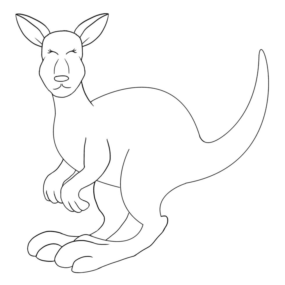 ilustração em vetor animal bonito canguru desenhada à mão, isolada em um fundo branco