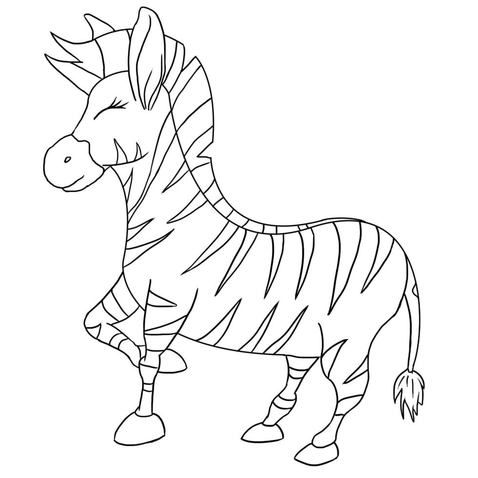 mão desenhada ilustração animal zebra fofa isolada em um fundo branco vetor