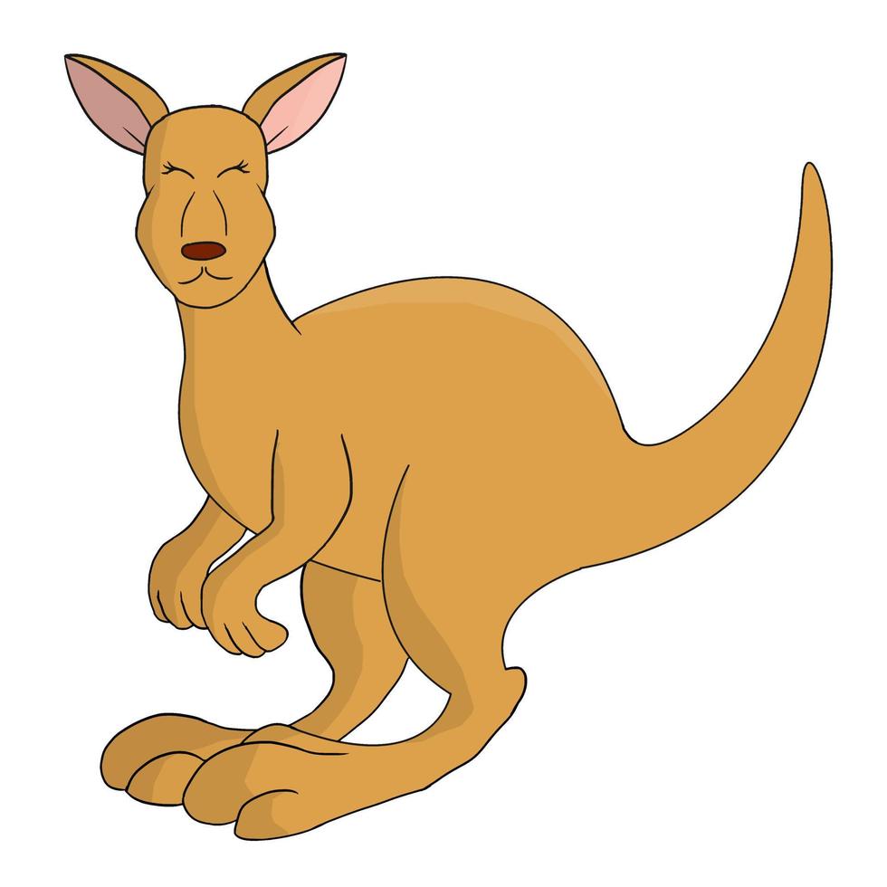 ilustração em vetor animal bonito canguru desenhada à mão, isolada em um fundo branco