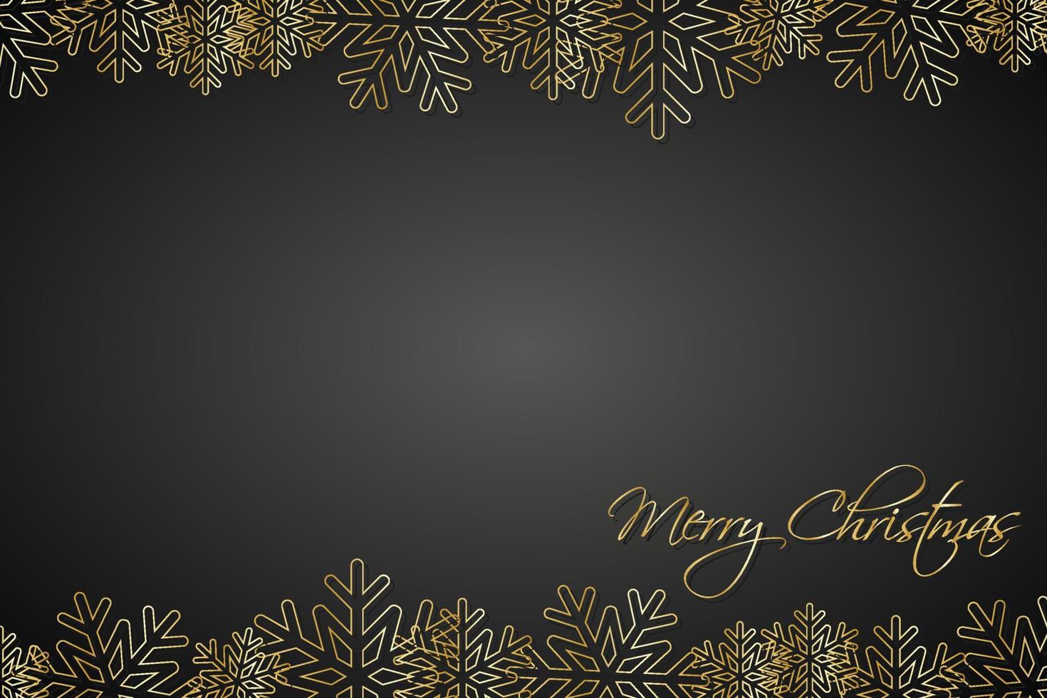 fundo preto de Natal forrado de flocos de neve dourados. cartão de férias  simples. Feliz Natal 3542558 Vetor no Vecteezy