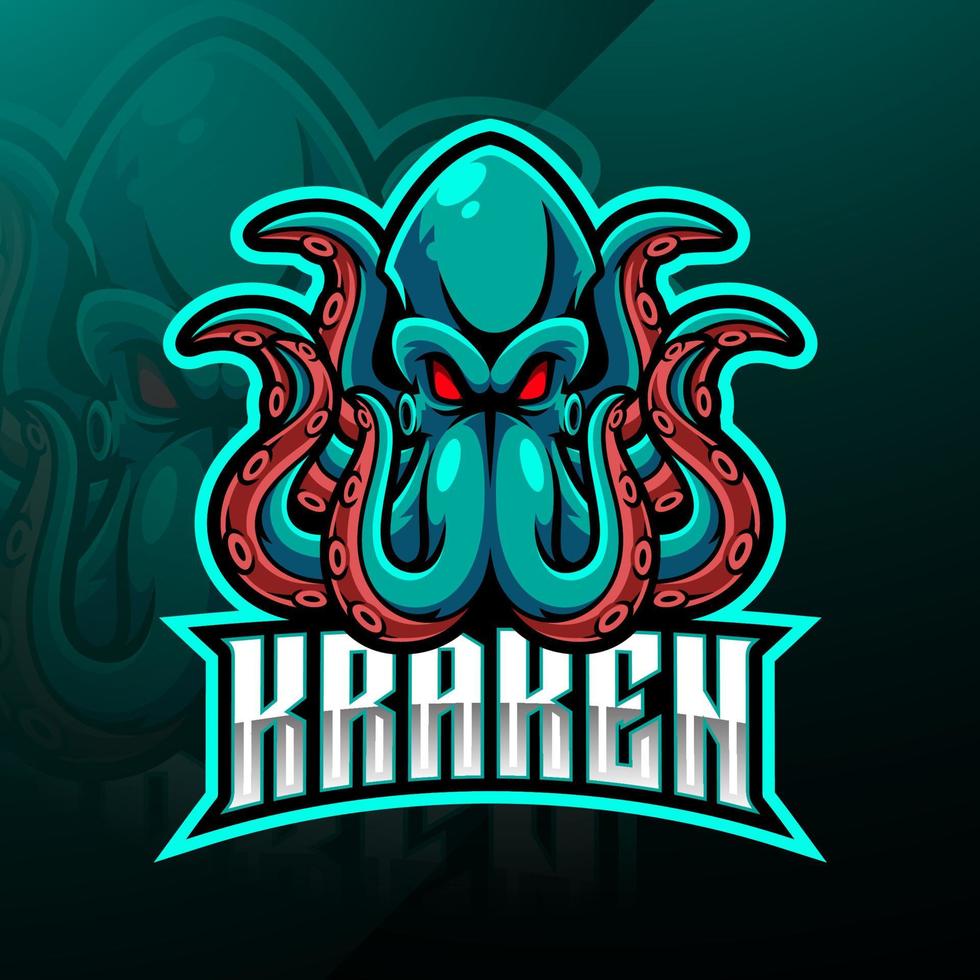 design do logotipo do mascote kraken polvo esport vetor