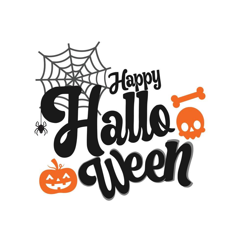 letras de vetor de logotipo feliz dia das bruxas. tipografia de férias para banner. feliz festa de halloween, cartaz, cartão de felicitações, ilustração vetorial.