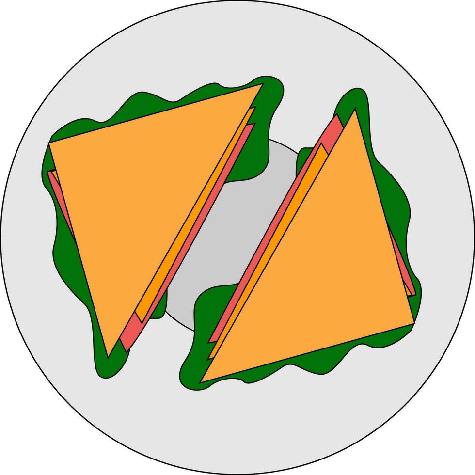 uma prato do saboroso sanduíche, vetor ou cor ilustração