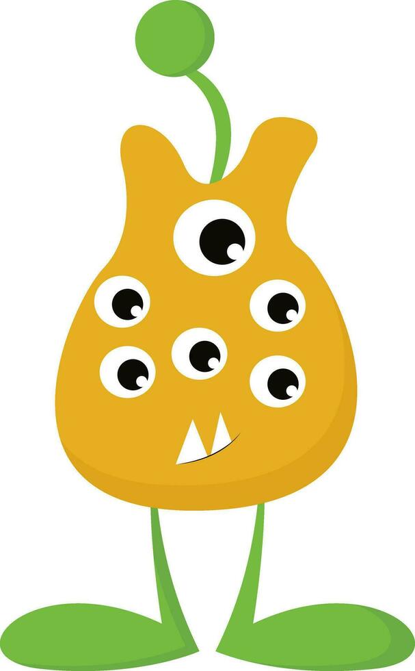 clipart do amarelo monstro com ambos chifre e pés dentro verde cor vetor ou cor ilustração