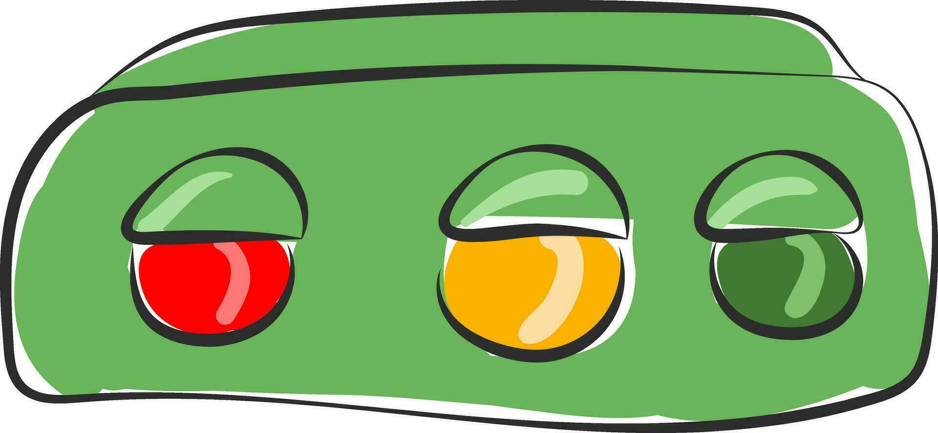 clipart do a horizontal verde tráfego sinal borda com três separado luz lâmpadas vetor ou cor ilustração