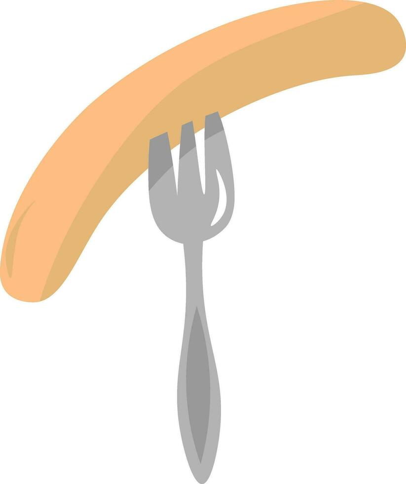 desenho animado grelhado linguiça em uma garfo vetor ou cor ilustração
