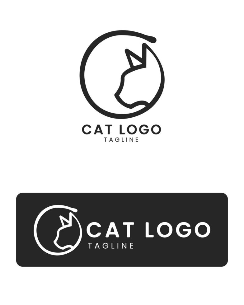 Vetor grátis de ícone de logotipo de gato preto simples e minimalis