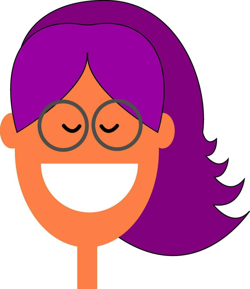 uma rindo magro menina com de cor roxa lilás Penteado vetor ou cor ilustração