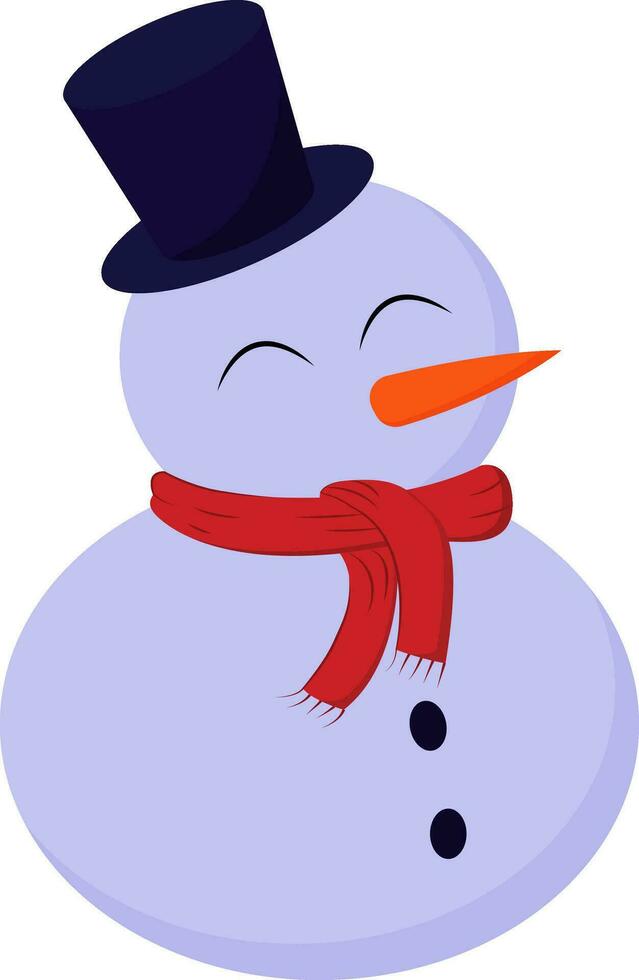 uma bonitinho boneco de neve dentro chapéu e cachecol vetor ou cor ilustração