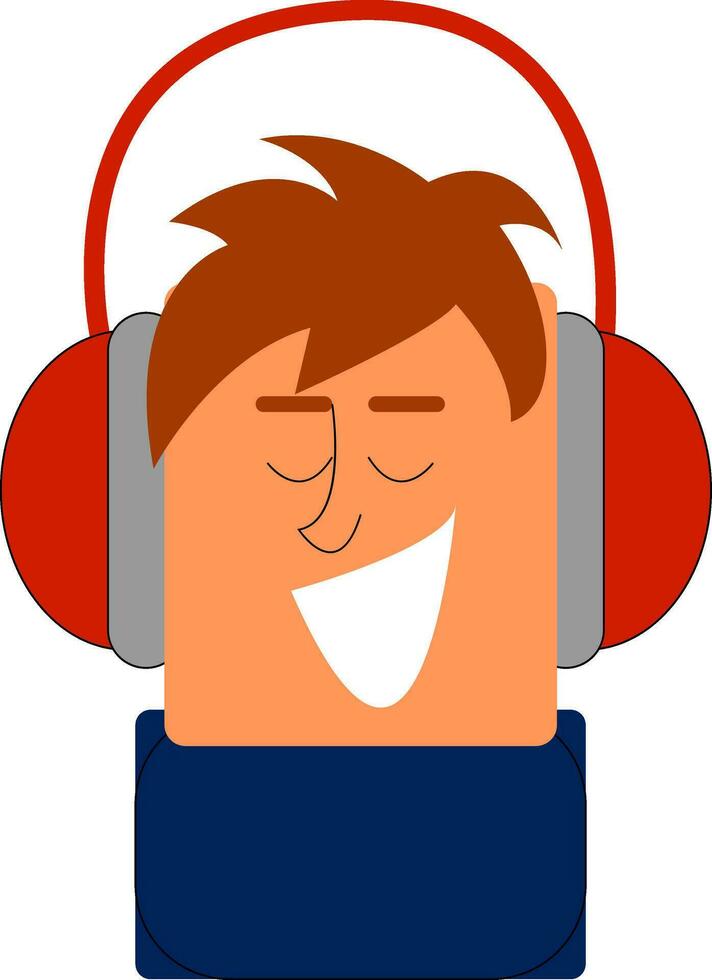 clipart do uma Garoto ouvindo para música com dele vermelho fones de ouvido vetor ou cor ilustração