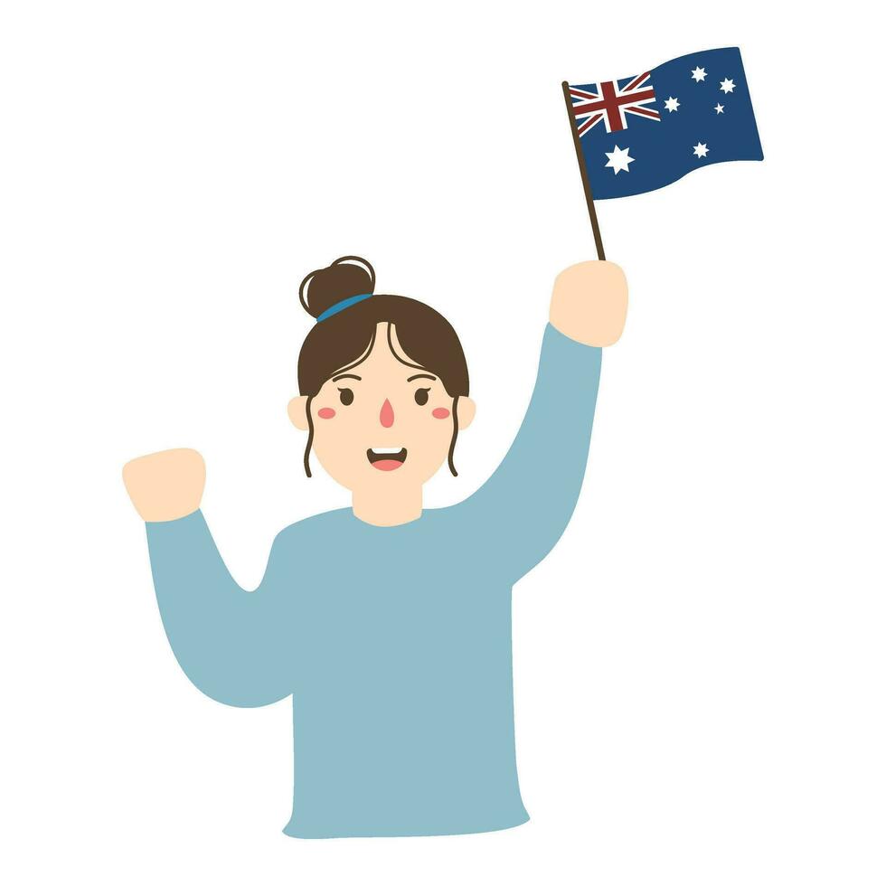 mulher segurando uma bandeira em Austrália dia vetor