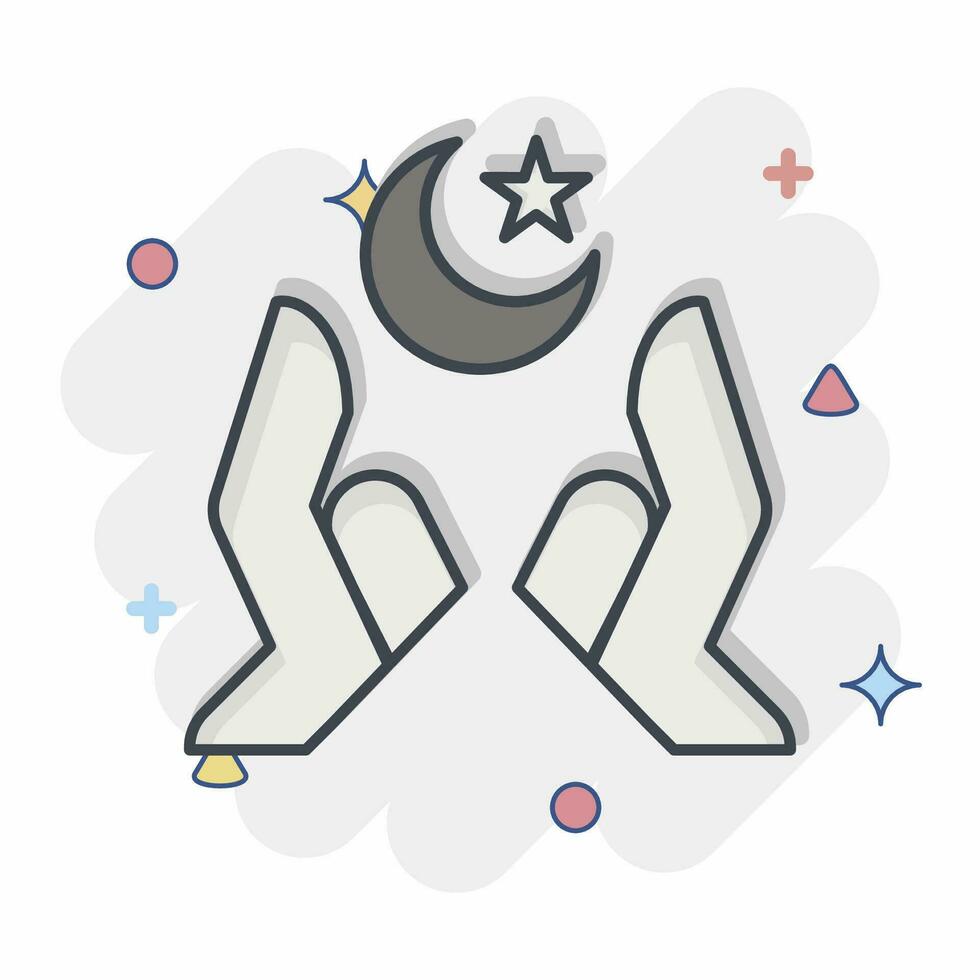 ícone mãos. relacionado para Ramadã símbolo. quadrinho estilo. simples Projeto editável. simples ilustração vetor