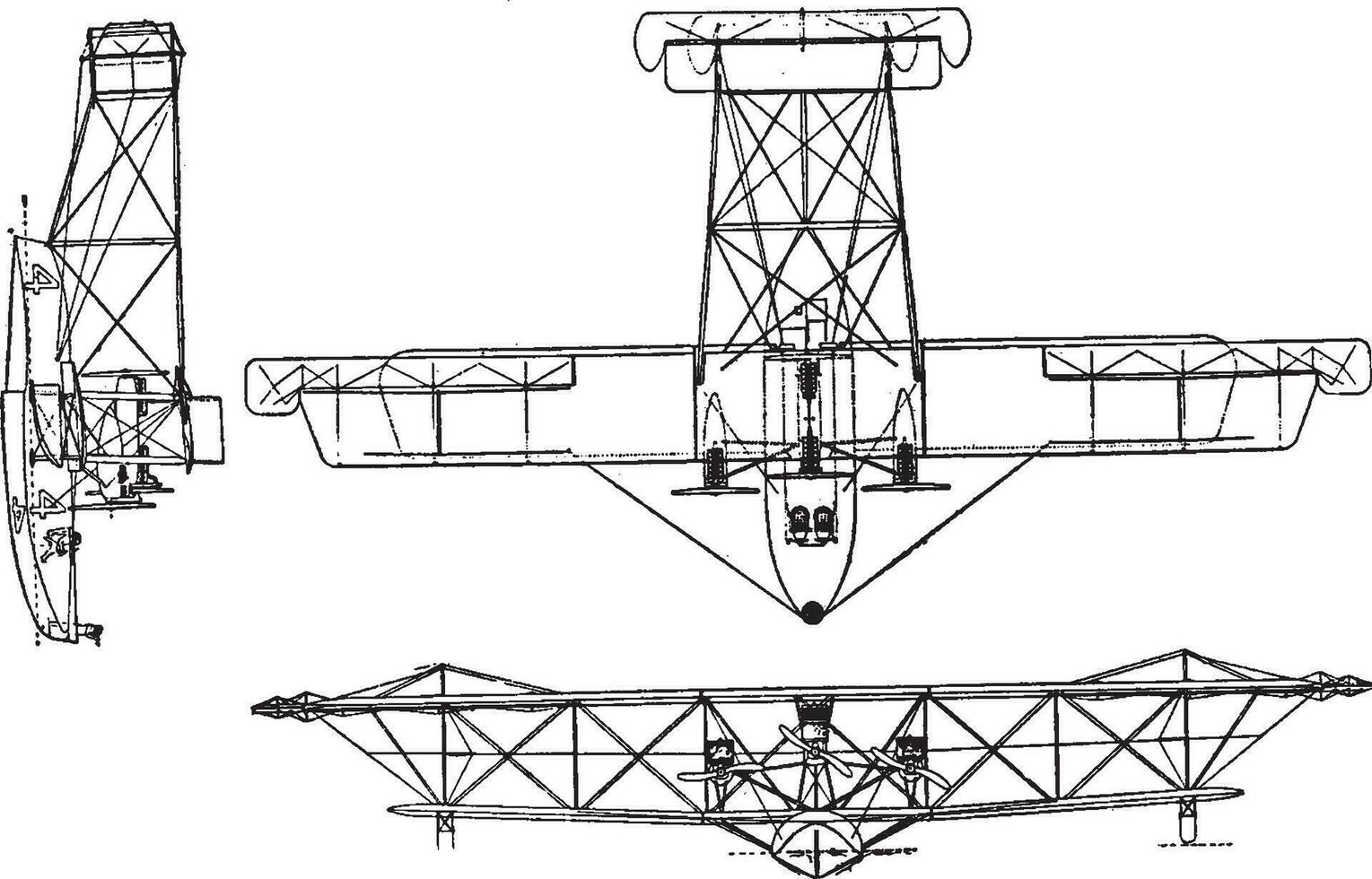 nc 4 vôo barco, vintage ilustração. vetor