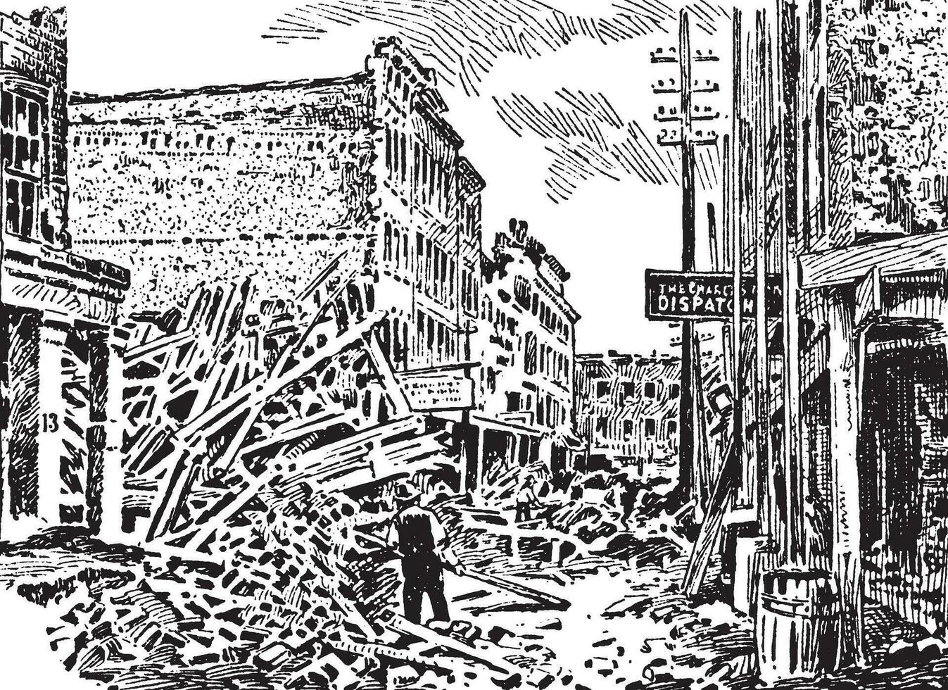 terremoto, vintage ilustração. vetor