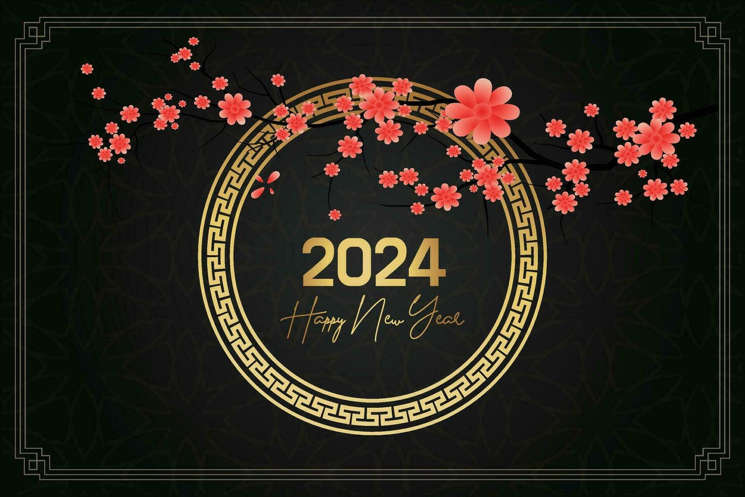 chinês lunar Novo ano festival 2024 celebração, feliz Novo ano fundo decorativo elementos. vetor