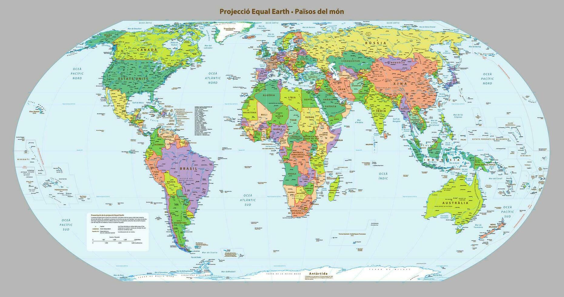 catalão língua político mapa do a mundo igual terra projeção vetor