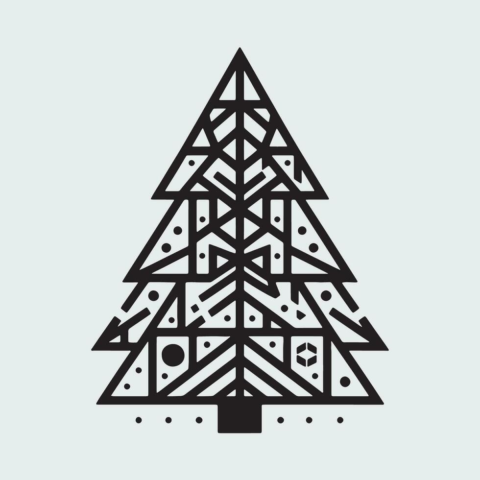 geométrico Natal árvore com Estrela em principal, Preto esboço forma geométrico Natal árvore silhueta isolado mínimo único criativo Natal árvore natal elegante Projeto pinho árvore abstrato Projeto vetor