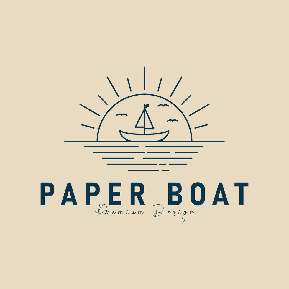 papel barco logotipo linha arte minimalista vetor ilustração Projeto