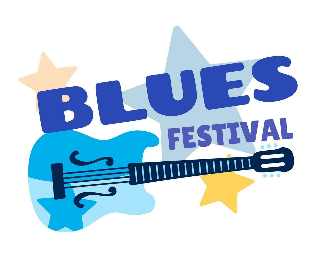 jazz e blues música festival ícone com guitarra vetor