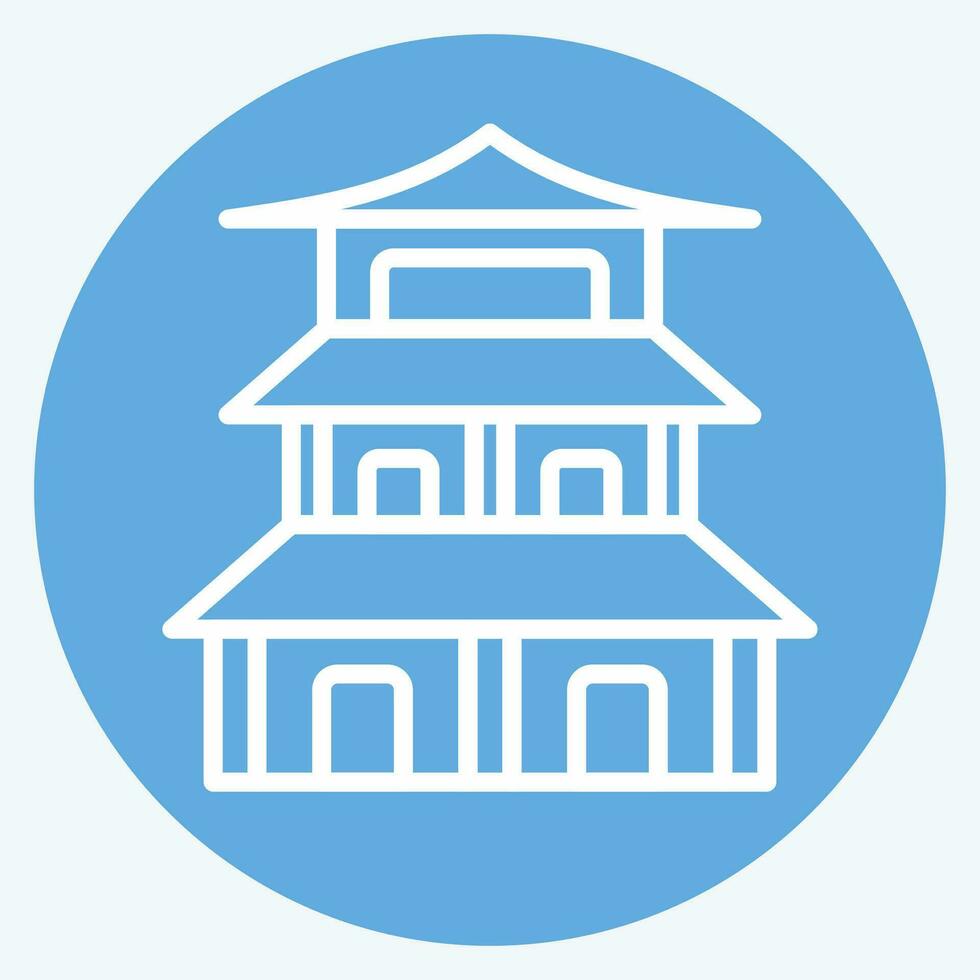 ícone pagode. relacionado para chinês Novo ano símbolo. azul olhos estilo. simples Projeto editável. simples ilustração vetor