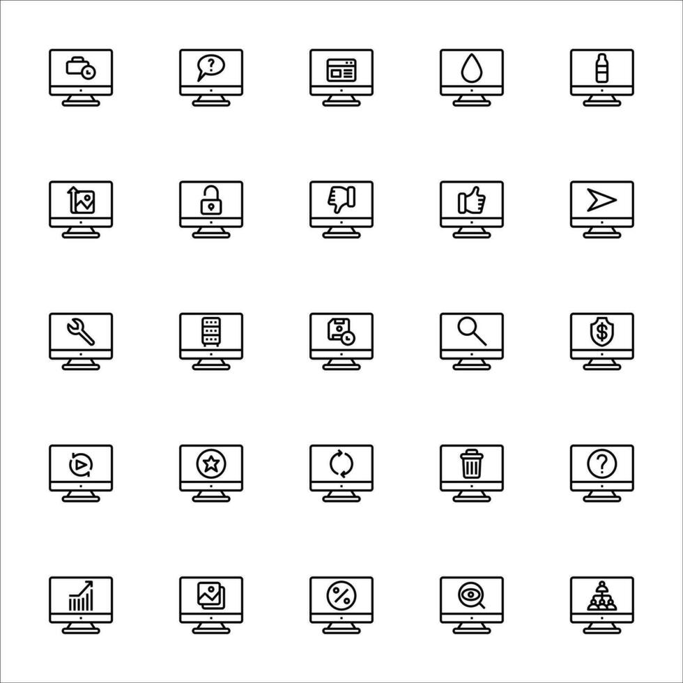 monitor ícone conjunto linha estilo. ícones conjunto coleção vetor